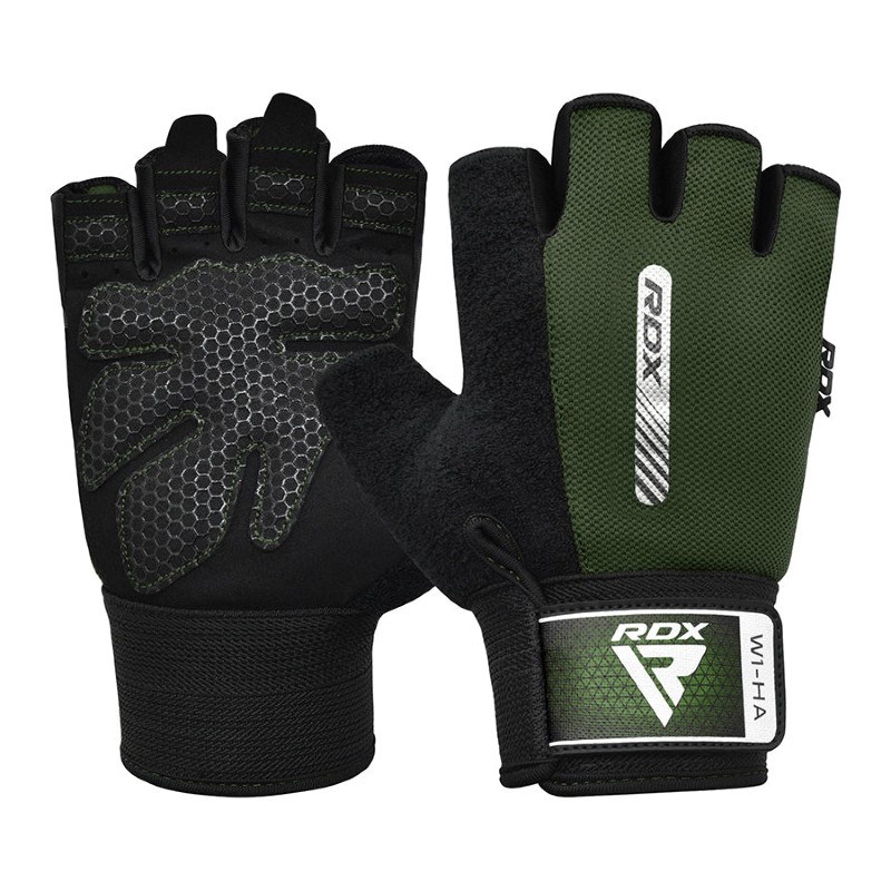 RDX Sports W1 Half-Finger Workout Gym Gloves with Grip (Green)